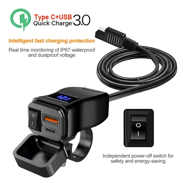 60 W Wasserdichtes Motorrad-USB-Ladegerät 4