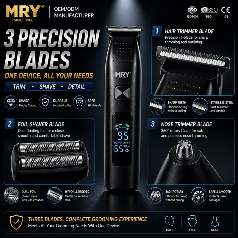 3-in-1 Herren Trimmer mit Digitalanzeige 4