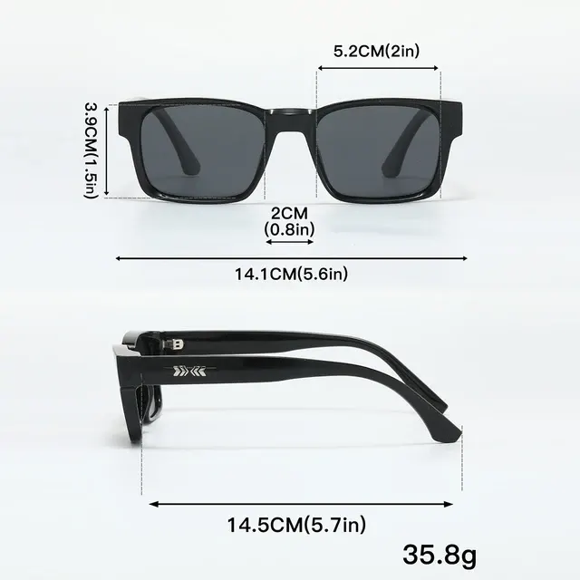 Quadratische polarisierte Unisex-Sonnenbrille mit Metallkern 4