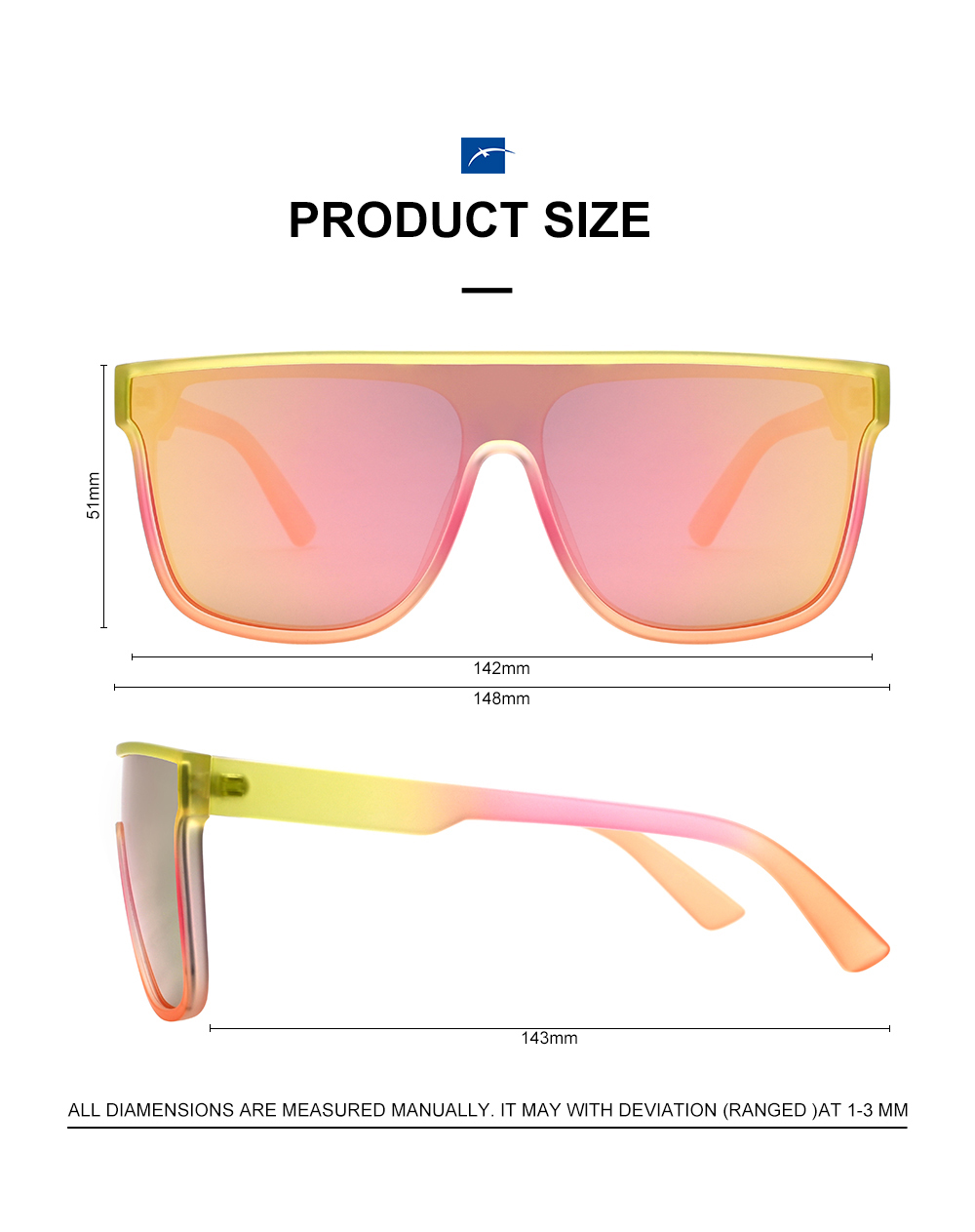 Quadratische Sonnenbrille mit Regenbogen-Rahmen 2