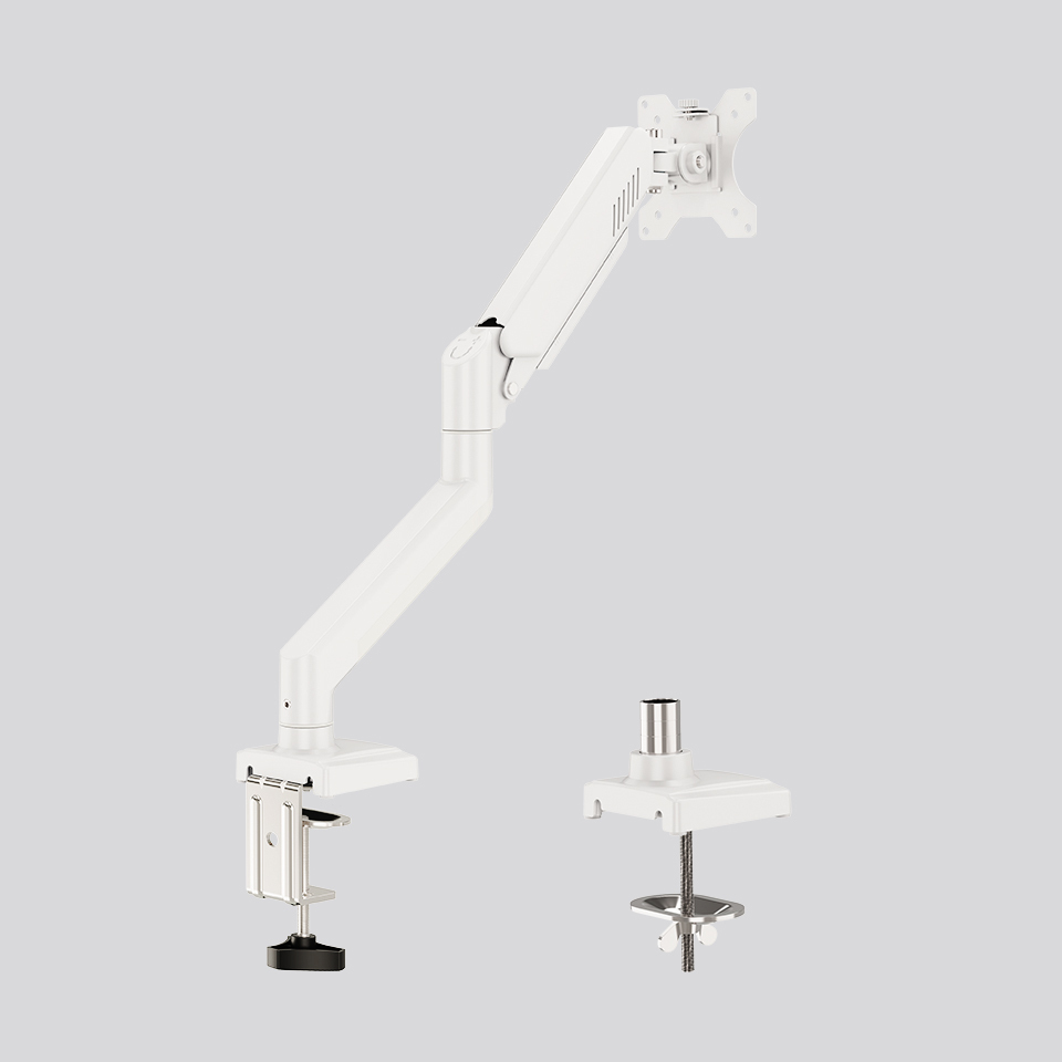 Einzel-Monitorarm mit Gasfeder in Weiß 4