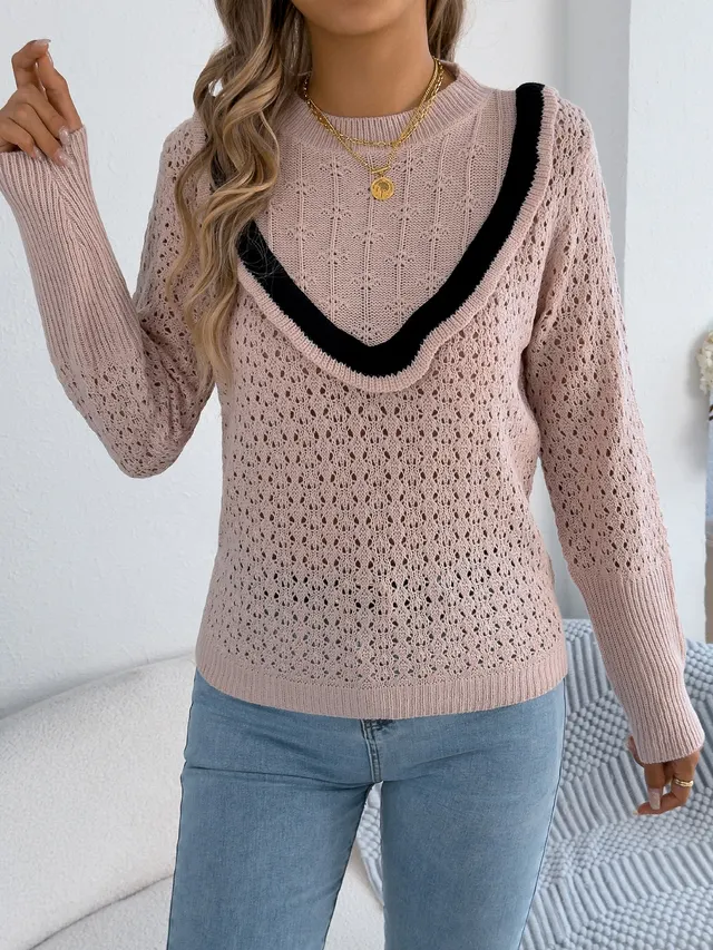 Karo-Pullover mit Laternenärmeln 2