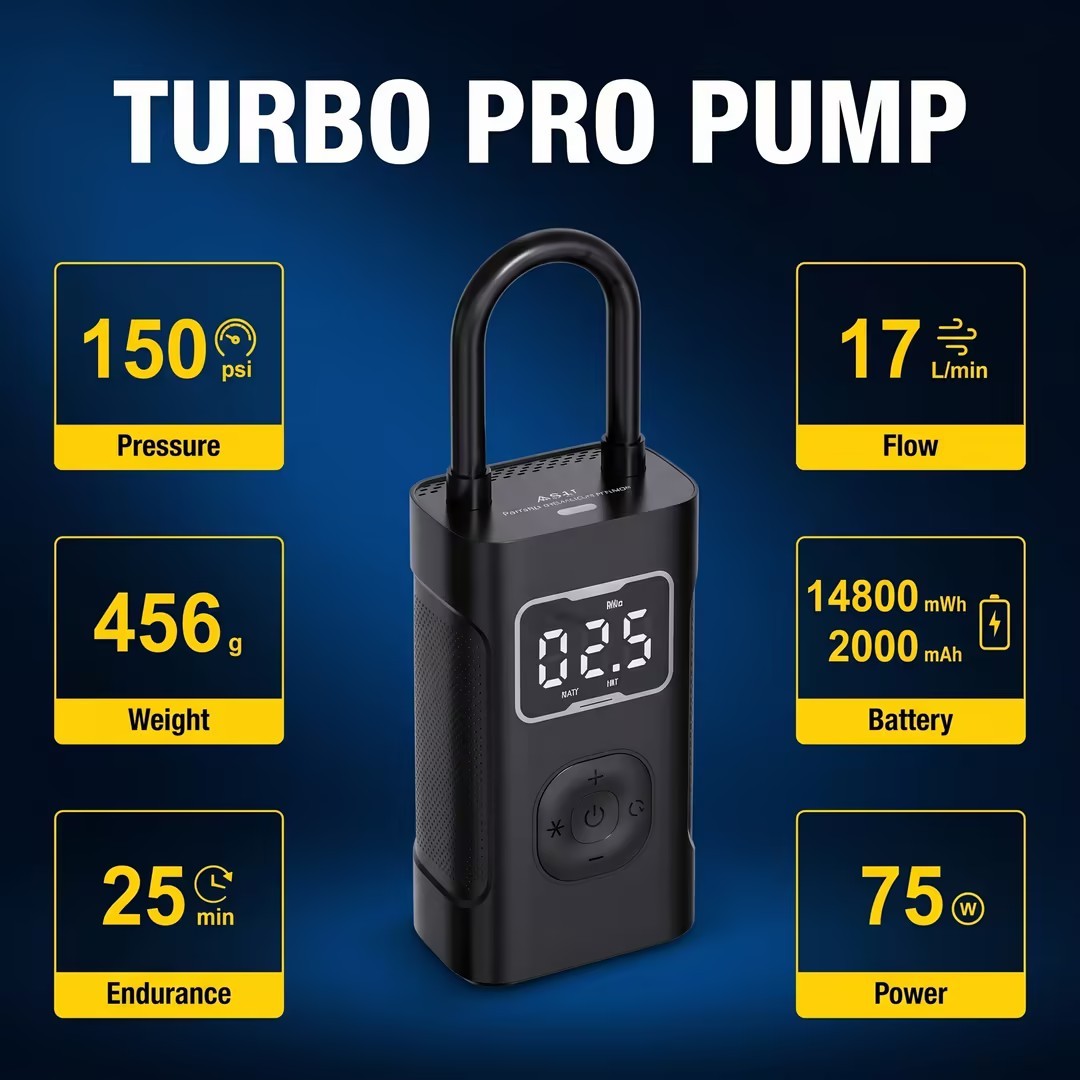 Tragbare Mini-Luftpumpe mit Digitalanzeige, 150 PSI 3
