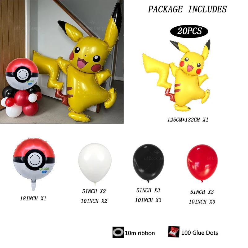Pikachu-Folienballon-Set für Kindergeburtstag 3