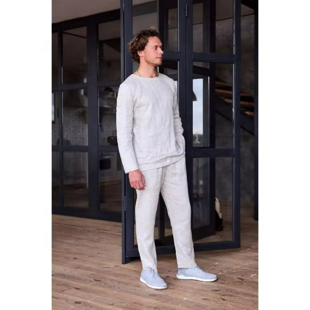 Leinen-Langarmshirt für Herren, lockere Passform 3