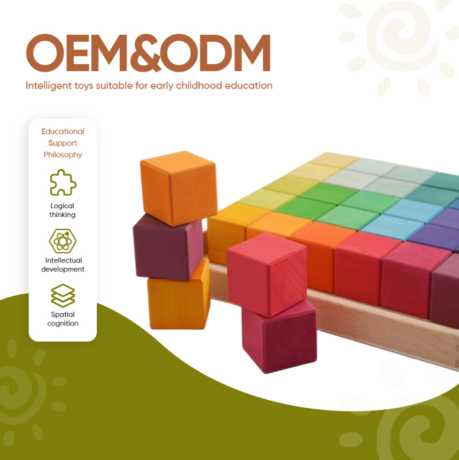 Regenbogen-Holzbausteine aus Basswood Konstruktionsspiel