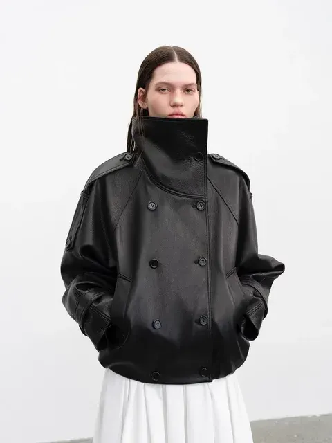 Damen-Schaffellledertacke kurz 3