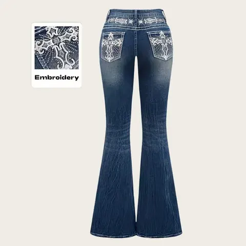 Damen-Schlaghose-Jeans