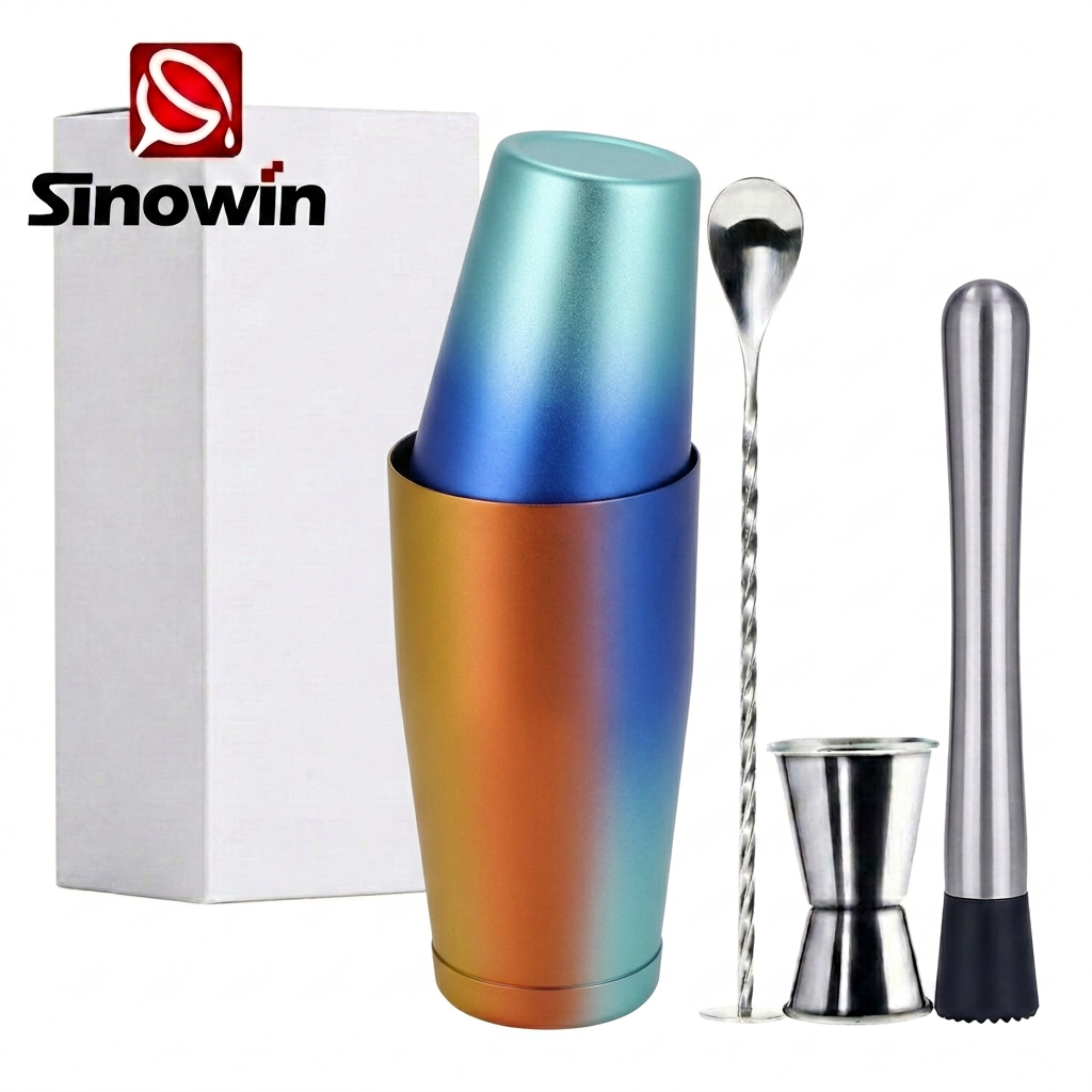 Silbernes Edelstahl-Cocktailshaker-Set für Heimbar