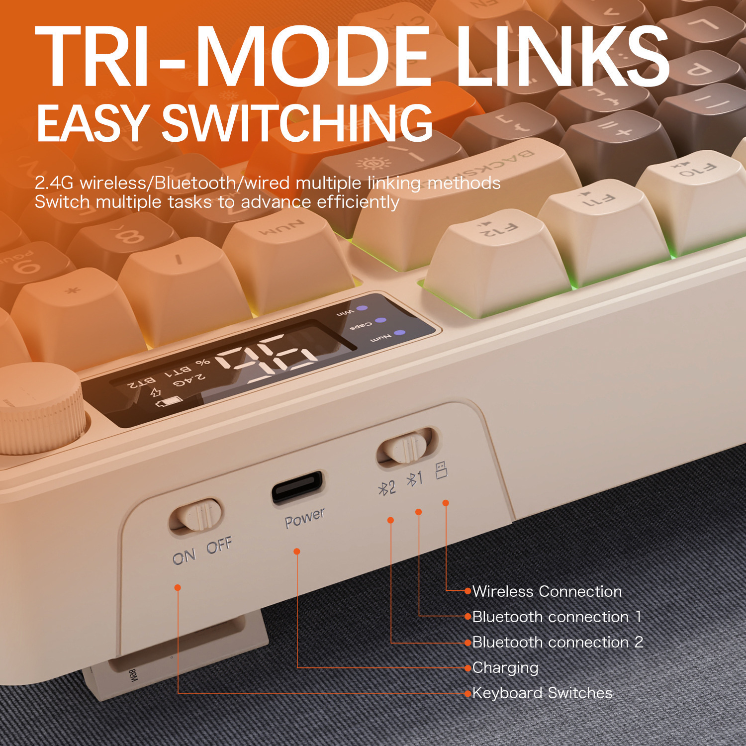 Kabellose mechanische Tastatur mit Display 4