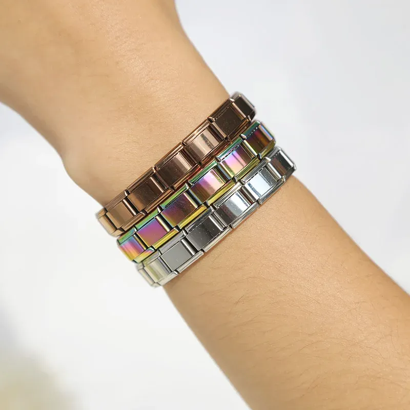 Italienisches Gliederarmband mit Charms aus Edelstahl 4