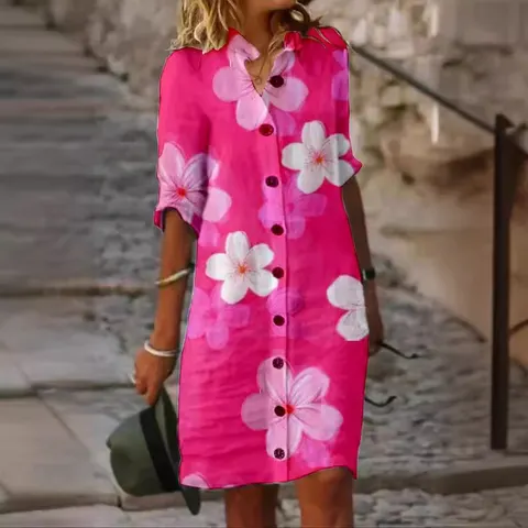 Baumwoll-Leinenkleid