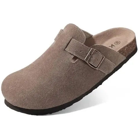 Wildleder-Clogs mit Korksohle
