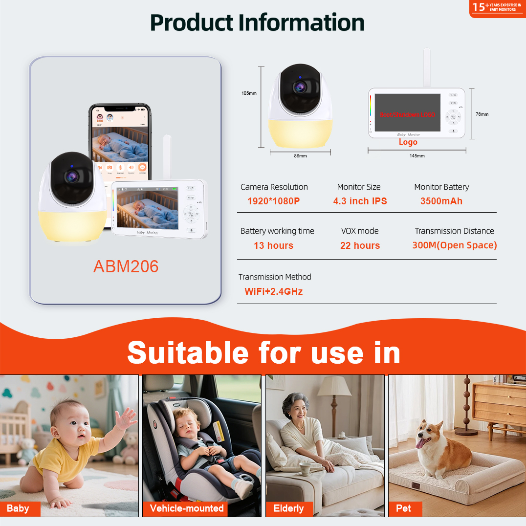 1080p Babyphone mit Nachtsicht und 5-Zoll-Display 3