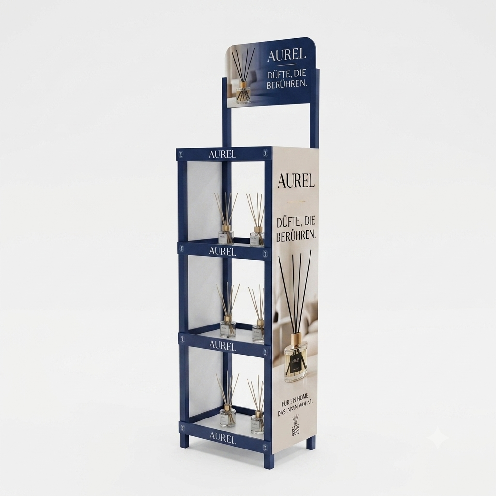 Faltbarer Kunststoff-Display-Ständer mit 4 Ebenen 3