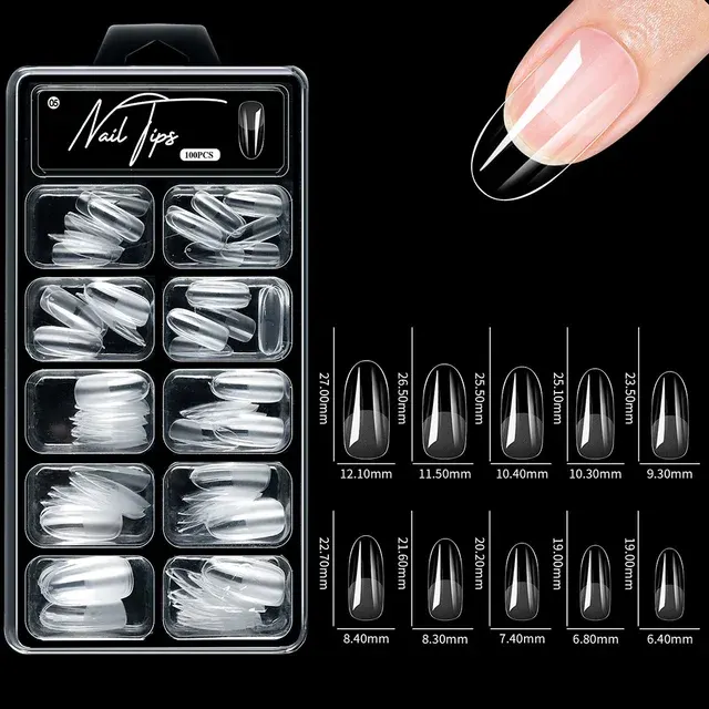 Klare Sarg-Nagelspitzen, 100 Stück Box 4