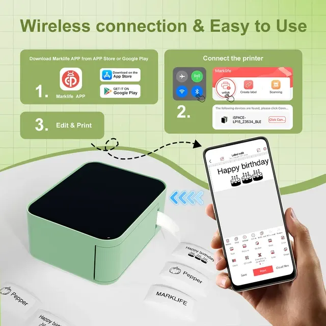 Tintenloser Bluetooth-Etikettendrucker P15 3