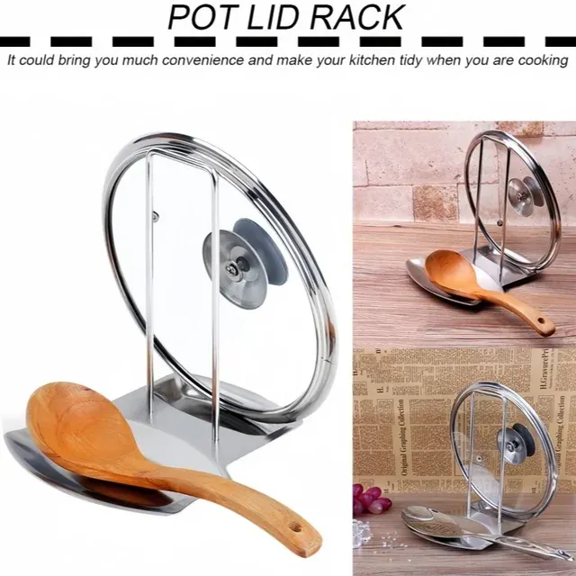 Edelstahl-Topfdeckelhalter mit Löffelablage 3