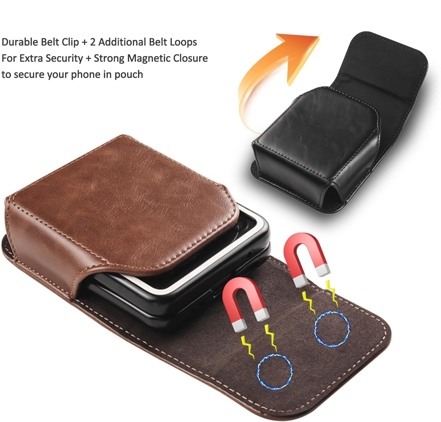 Leder Handyhülle mit Gürtelclip stoßfest 3