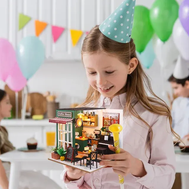 3D-Holzpuzzle Miniatur-Kaffeehaus zum Selbstbauen 4