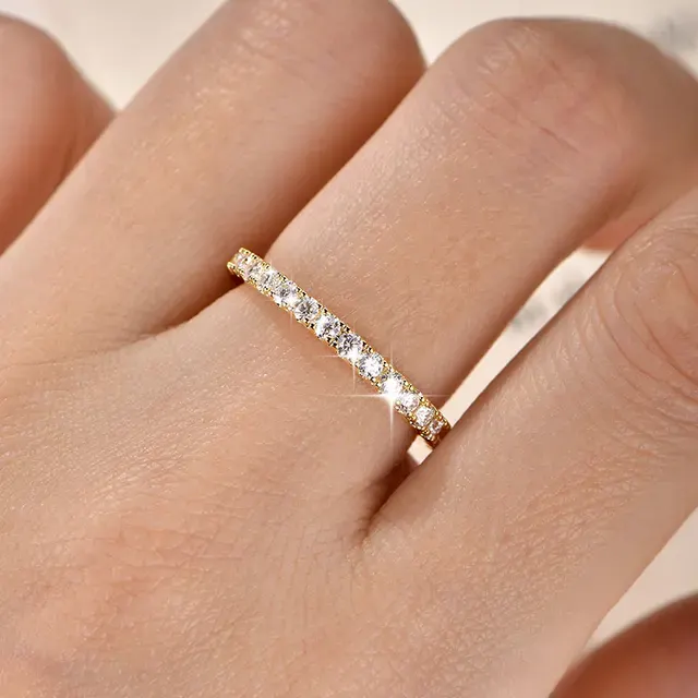 Moissanit-Goldring Ehering 2