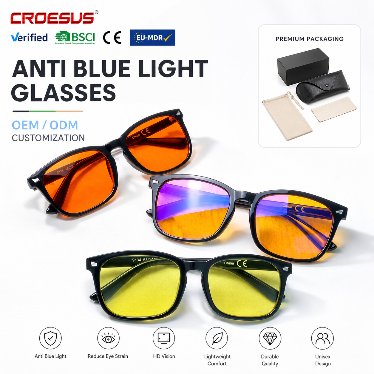 Leichte Rechteck Blaulichtbrille Gaming Unisex