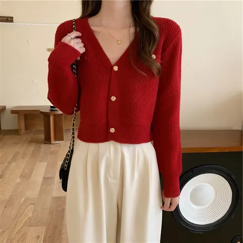 V-Ausschnitt Strickjacke