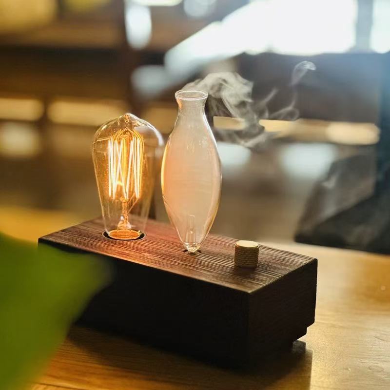 Vintage Holz Ultraschall Diffuser mit Lampe 2