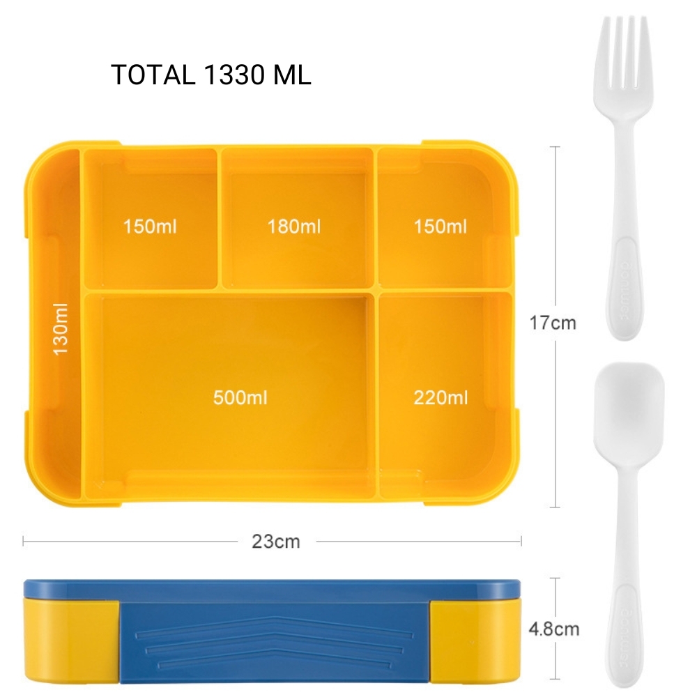 Silikon Bento Lunchbox mit Besteck für Kinder 3