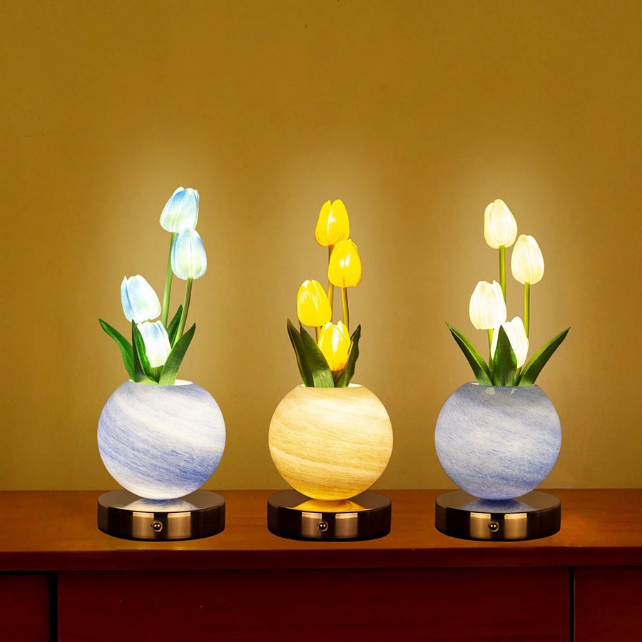 Tulpen LED Tischlampe USB-C Akku Touch