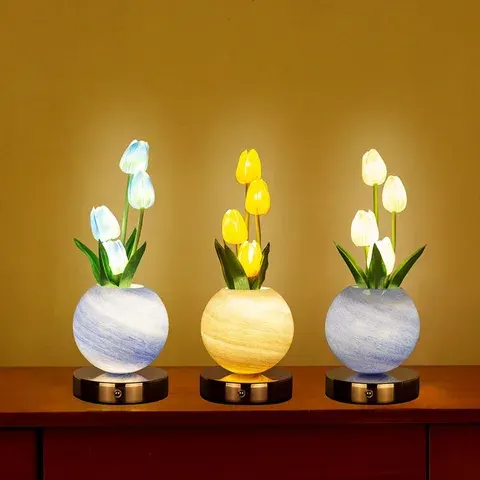 Tulpen LED Tischlampe USB-C Akku Touch