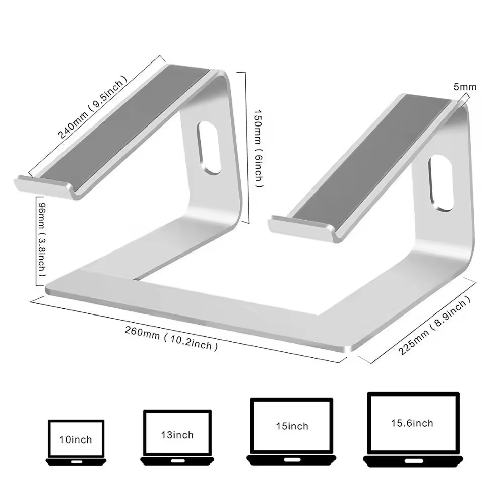 Ergonomischer Aluminium Laptopständer Verstellbar 10-15,6 Zoll 2
