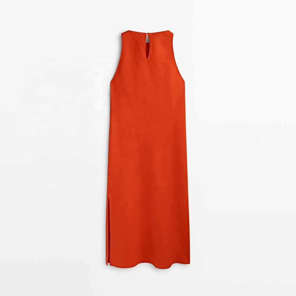 Ärmelloses Leinenkleid für Damen Sommer 4