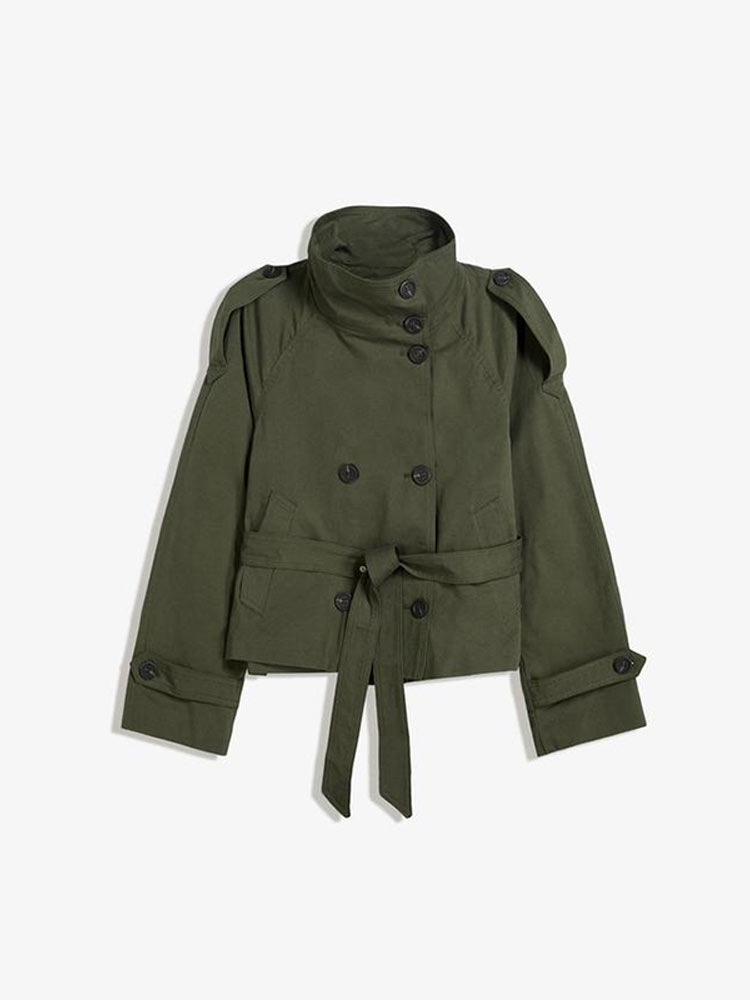 Damen Retro Doppelreiher-Trenchcoat mit Gürtel 4