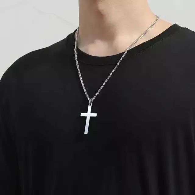 Edelstahl-Kreuzanhänger Gliederkette im Punk-Stil 3