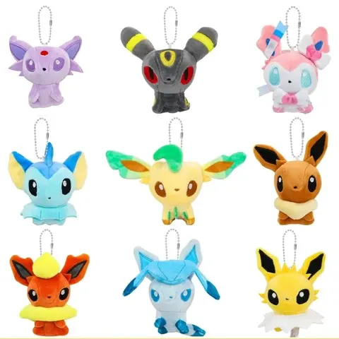 Eevee-Plüschtiere Schlüsselanhänger Set Sammlerstücke