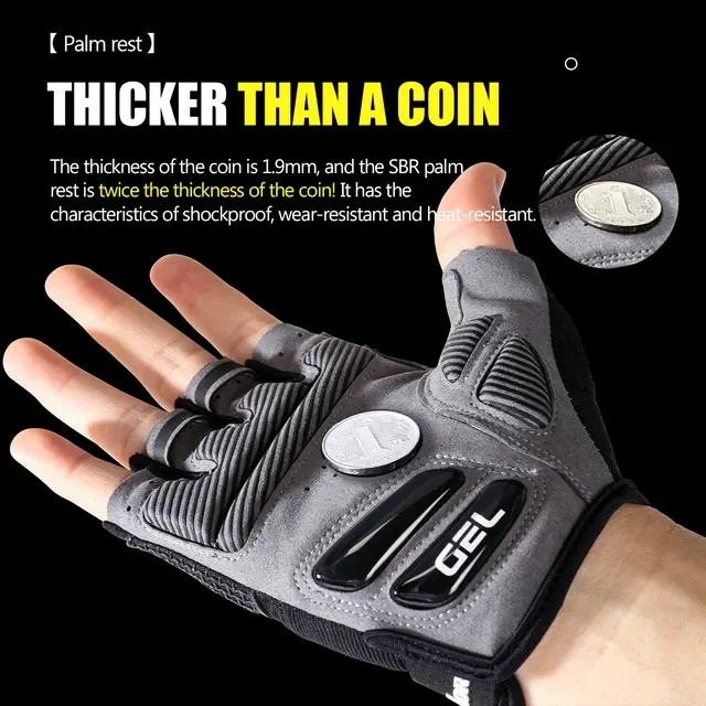 Halbfinger-Radhandschuhe aus Silikon, Schwarz 3