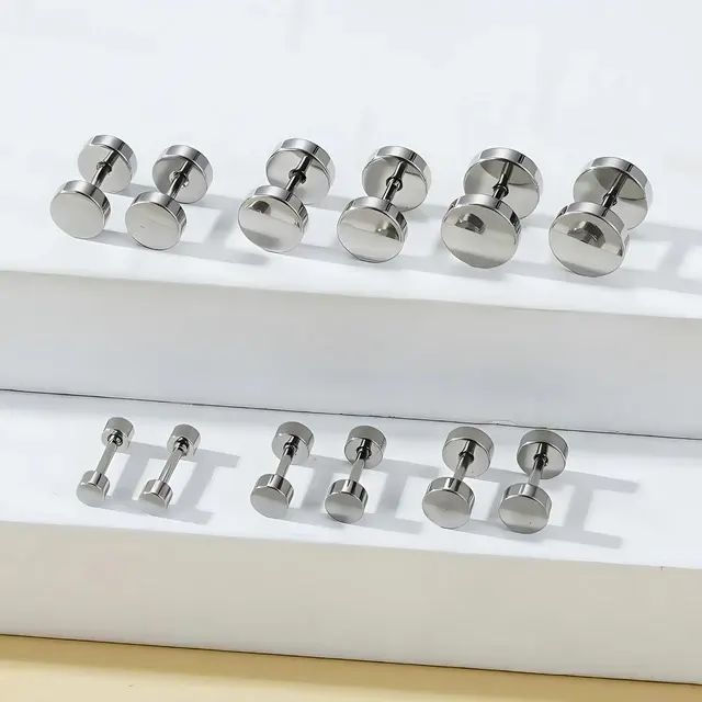 Schwarze minimalistische Edelstahl-Ohrstecker 4