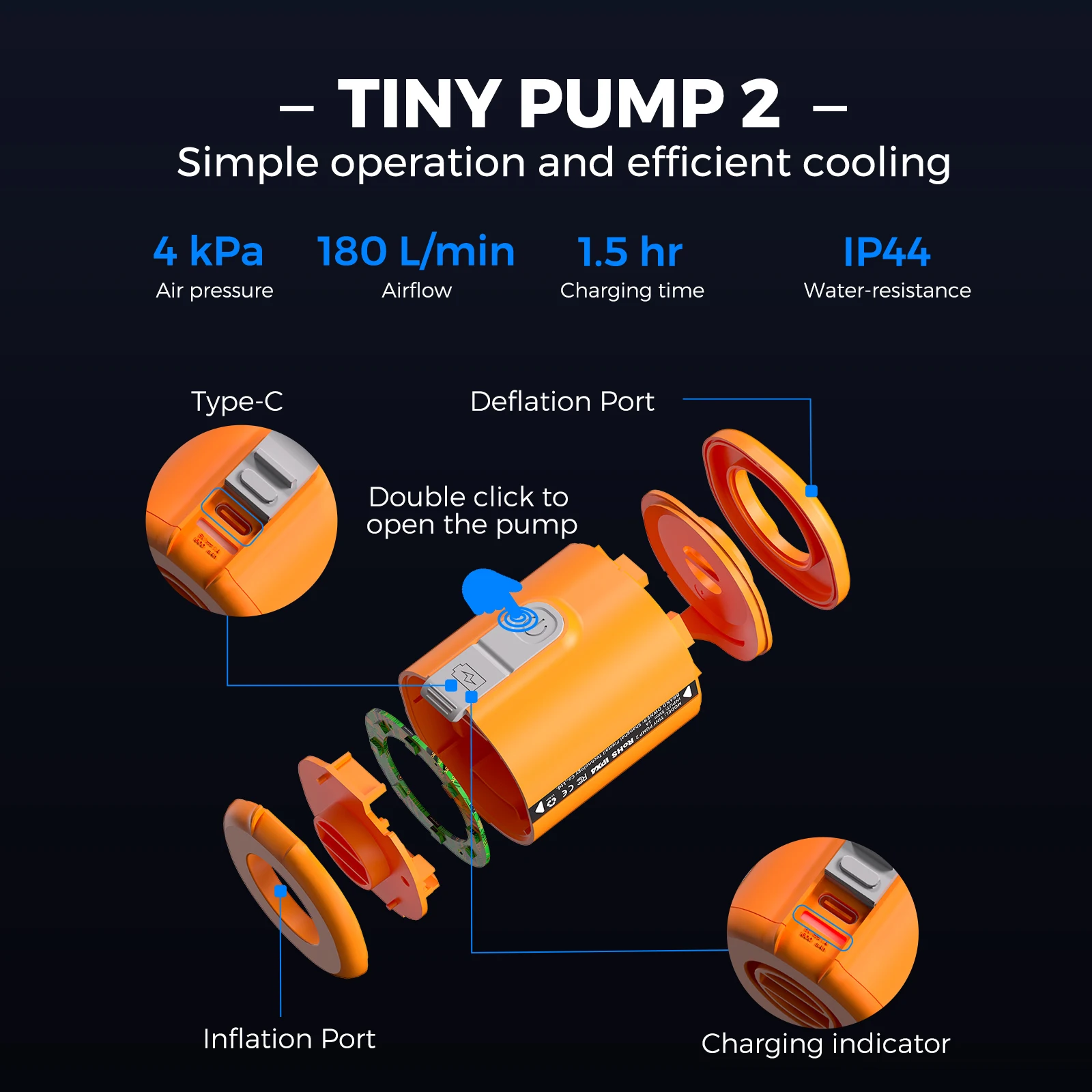 Kompakte elektrische Campingpumpe, 4 kPa 2