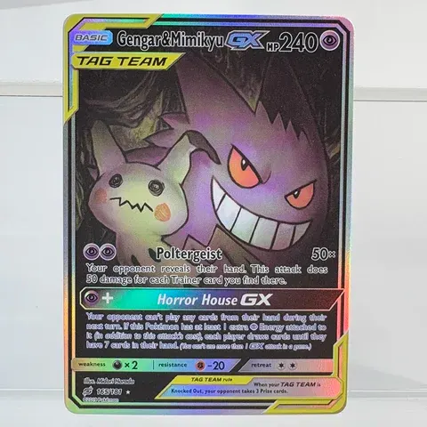 Folien-Sammelkarte Gengar und Mimikyu GX