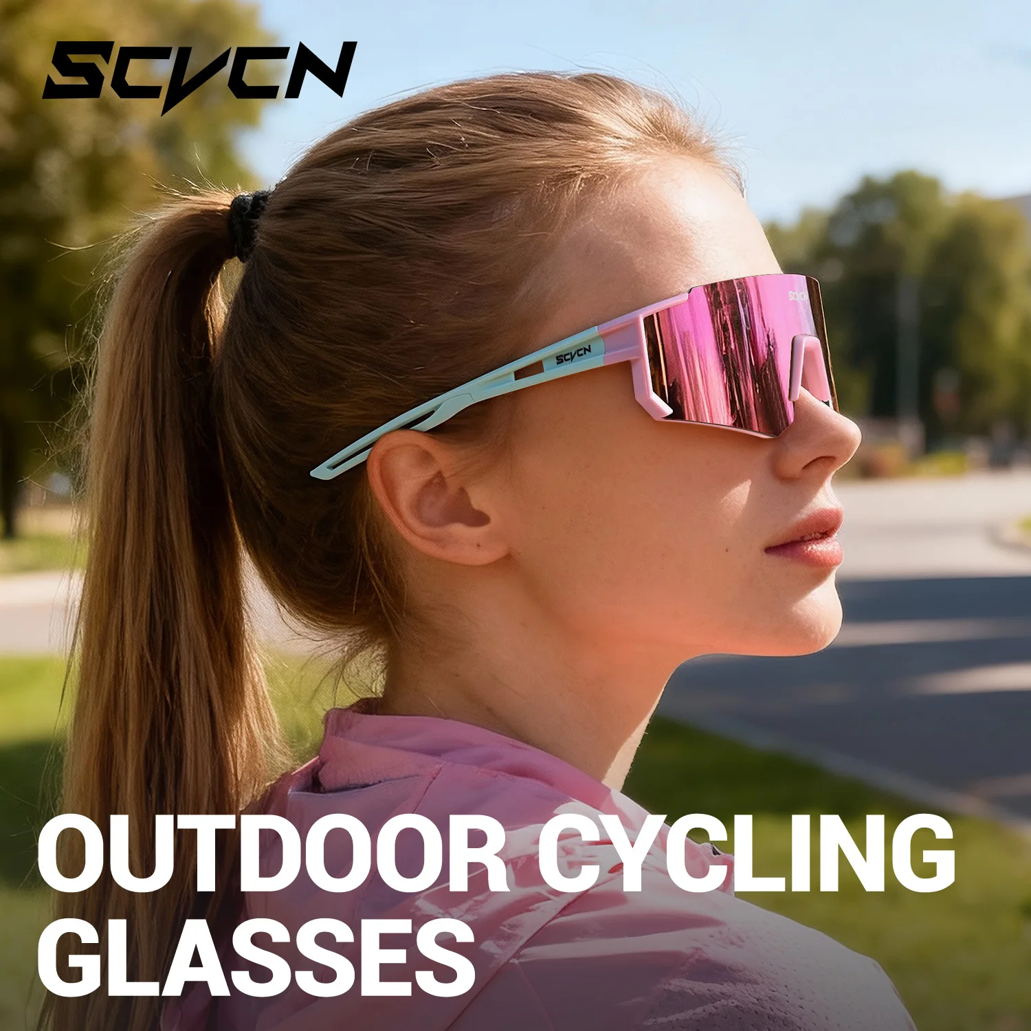 Rosa UV400 Fahrradbrille mit Sichtschutz 4
