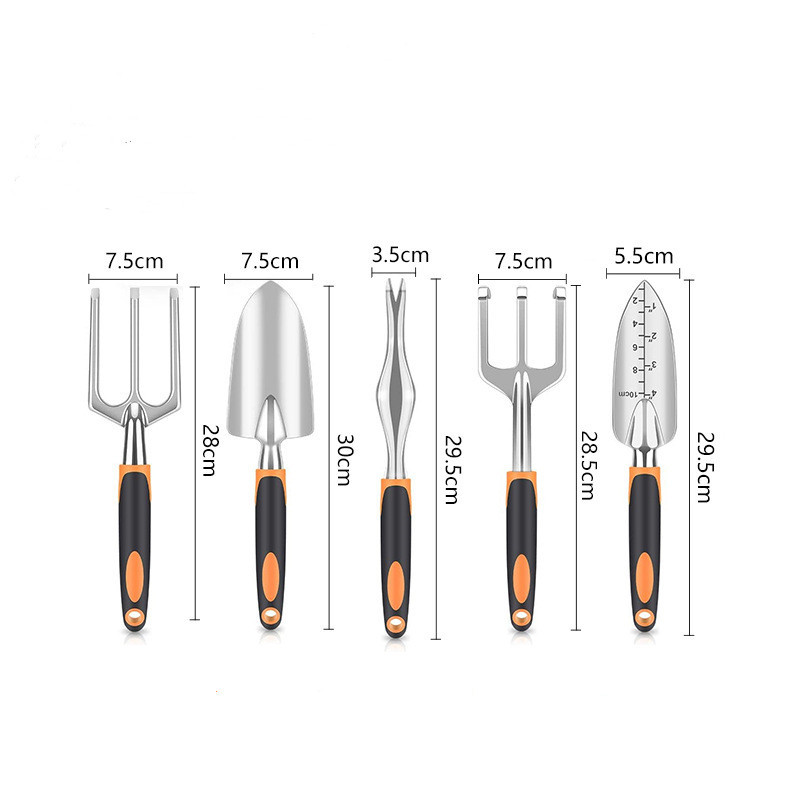 5-teiliges Gartenwerkzeug-Set mit Gummigriffen