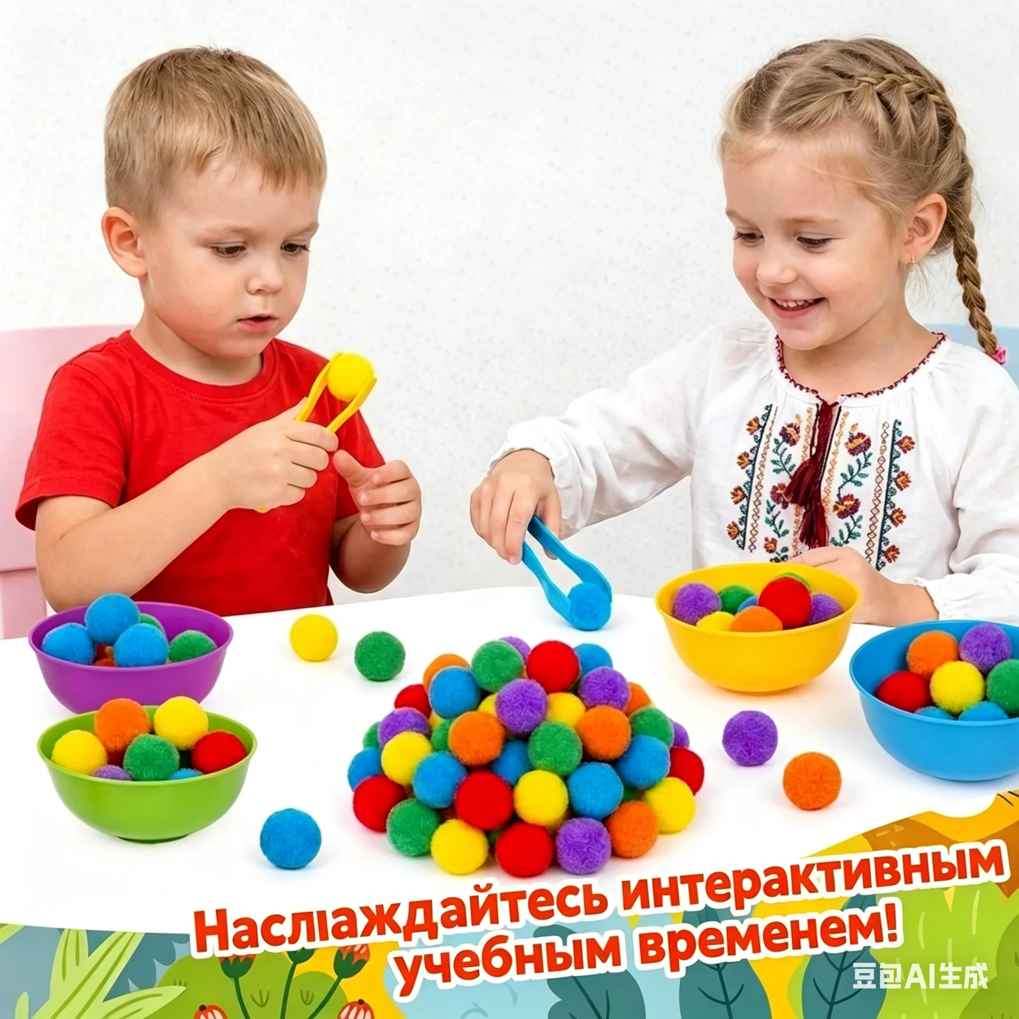 Regenbogen-Sortierspielzeug mit Pinzette 3