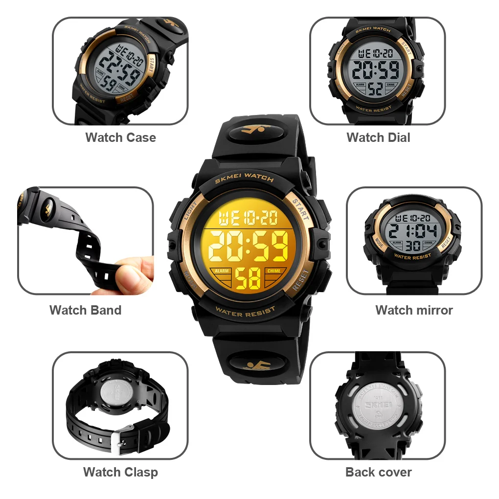 Kinder-Digitaluhr mit LED, 5 bar wasserdicht 3