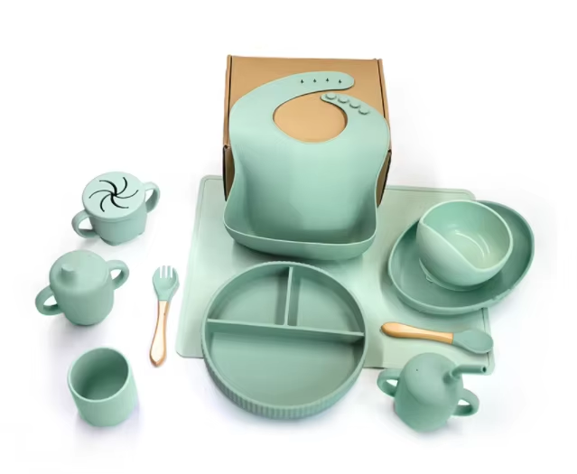 BPA-freies Silikon-Fütterungsset mit Saugschale