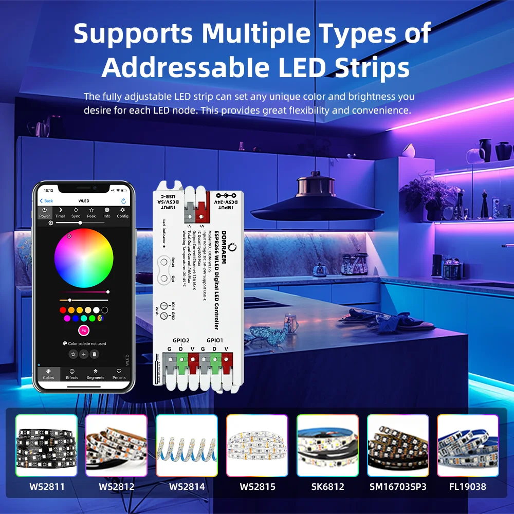 USB-C-WLED-Controller für adressierbare LED-Streifen 2