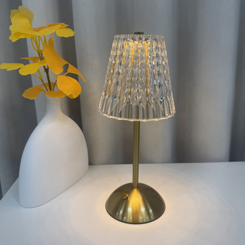 Retro Metall-Tischlampe LED Kristall USB-Akku 4