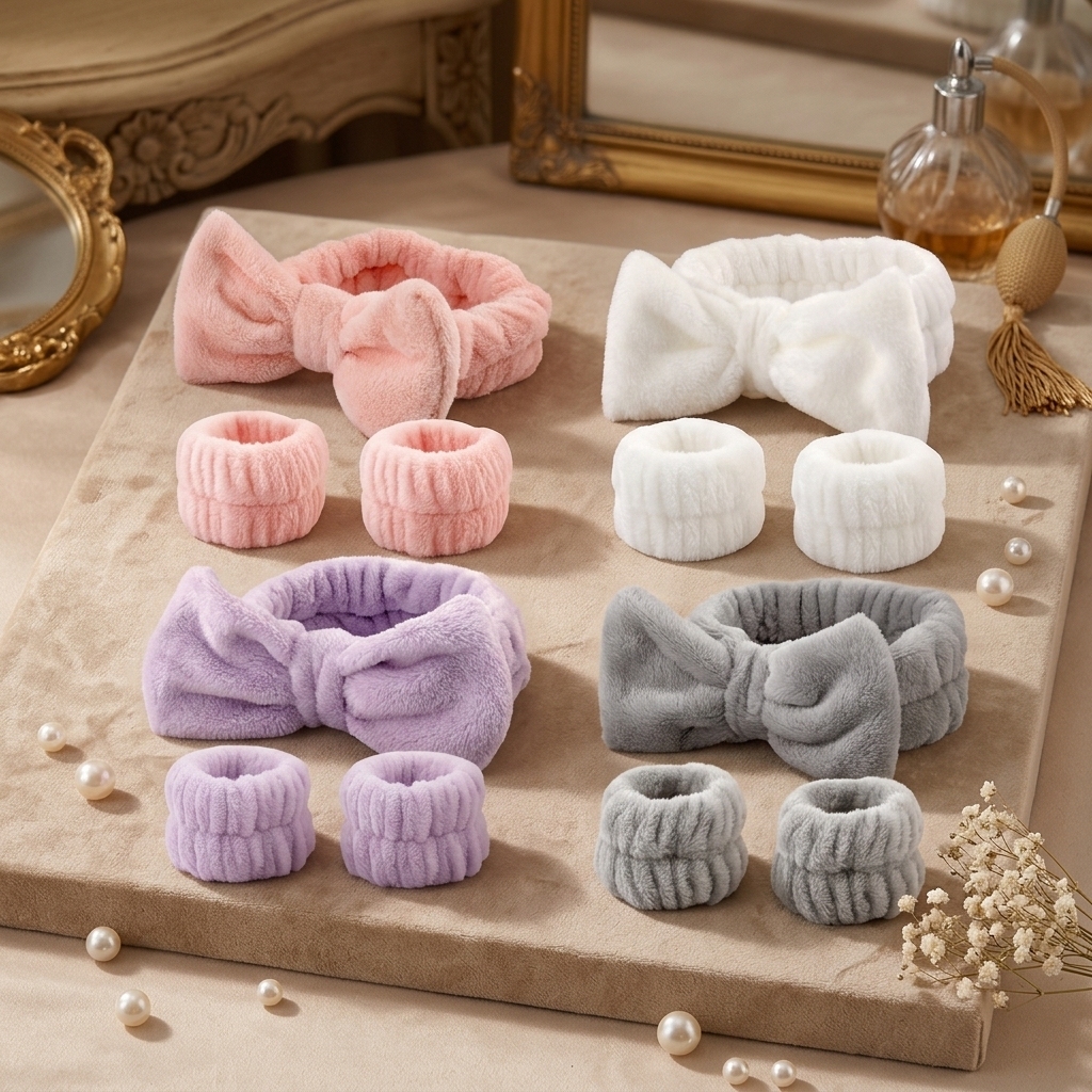 Gesichtspflege Spa Stirnband Waschhandschuh Set 2
