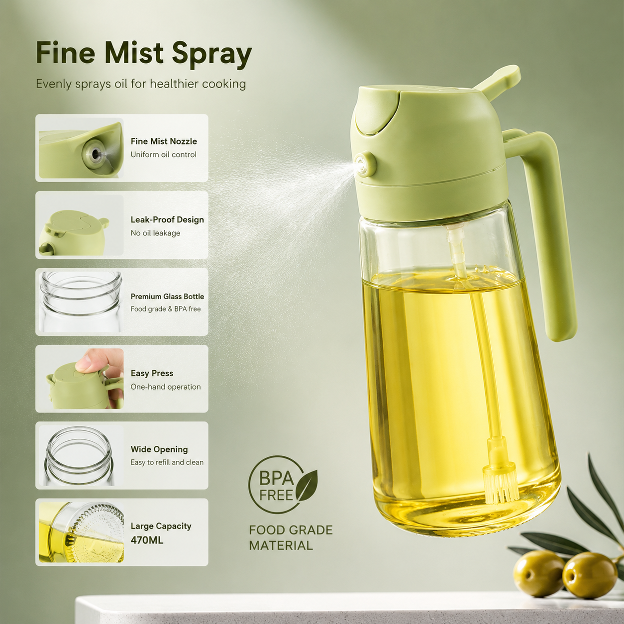 2-in-1-Ölsprüher aus Glas 470ml 4
