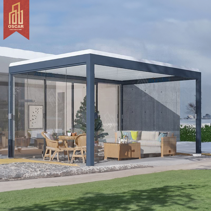 Wasserdichte Balkon-Pergola mit Markise 3